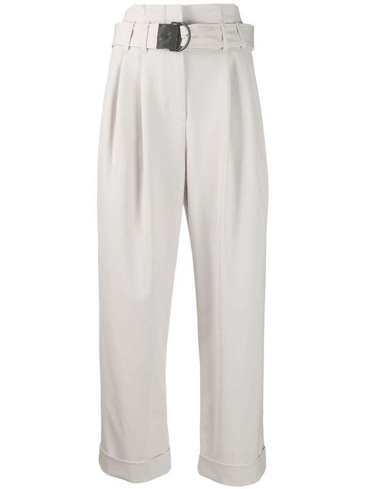 Brunello Cucinelli Belted Cropped Trousers - Neutrals
