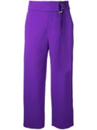 Le Ciel Bleu - Relaxed Belted Trousers - Women - Polyester/acetate - 34, Pink/purple, Polyester/acetate