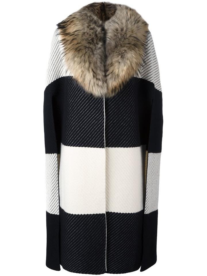 Burberry 'prorsum' Coat, Women's, Black, Goat Fur/polyester/viscose/racoon Fur