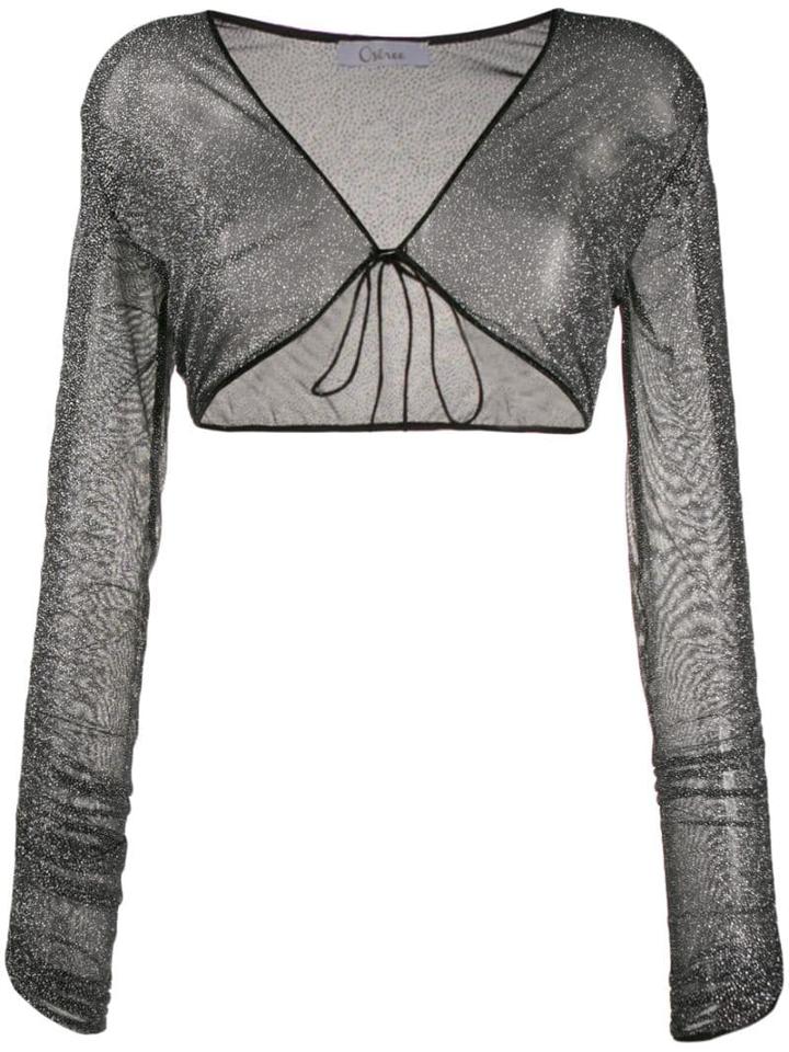 Oseree Metallic Gathered-sleeve Shrug - Grey