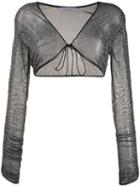 Oseree Metallic Gathered-sleeve Shrug - Grey