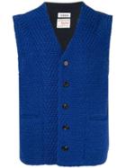 Coohem Shadow Herringbone Tweed Vest - Blue