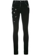 Twin-set Embellished Skinny Jeans, Women's, Size: 25, Black, Cotton/spandex/elastane