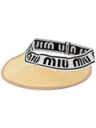 Miu Miu Jacquard Logo Visor Hat - Neutrals