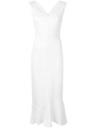 Victoria Beckham Frill Hem Belted Midi Dress - White
