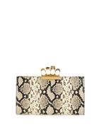 Alexander Mcqueen Snakeskin Effect Four-ring Clutch - Neutrals