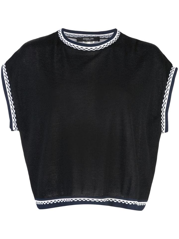 Derek Lam Sleeveless Crewneck Cashmere Shell With Printed Silk Back -