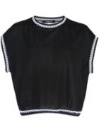 Derek Lam Sleeveless Crewneck Cashmere Shell With Printed Silk Back -