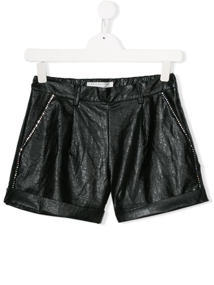 Philosophy Di Lorenzo Serafini Kids Crystal Embellished Shorts - Black