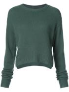 Rta Crop Cable Sweater - Green