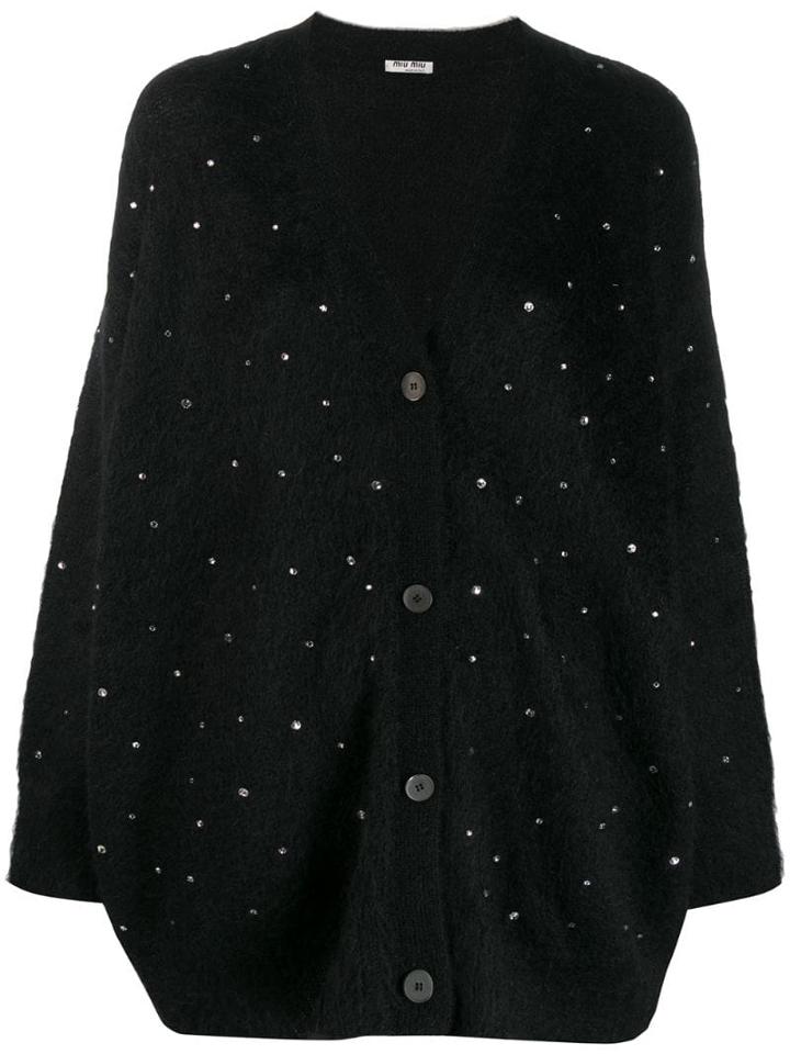 Miu Miu Crystal-embellished Cardigan - Black