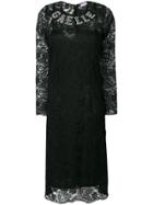 Gaelle Bonheur Long-sleeved Lace Logo Dress - Black