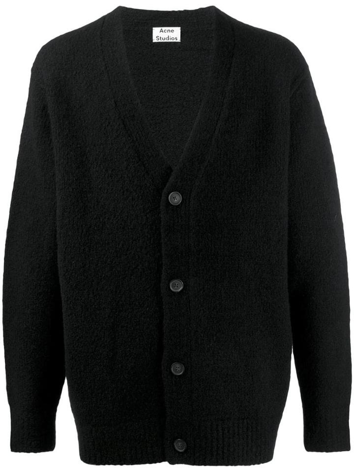 Acne Studios V-neck Relaxed Fit Cardigan - Black