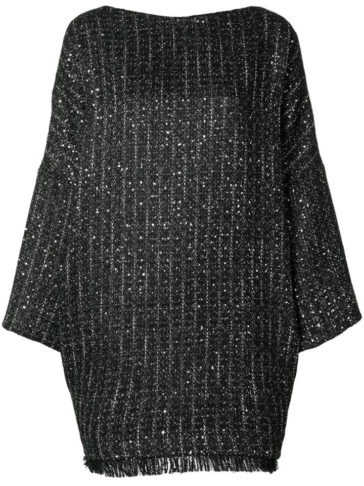 Talbot Runhof Boxy Fit Tweed Dress - 999 (black)