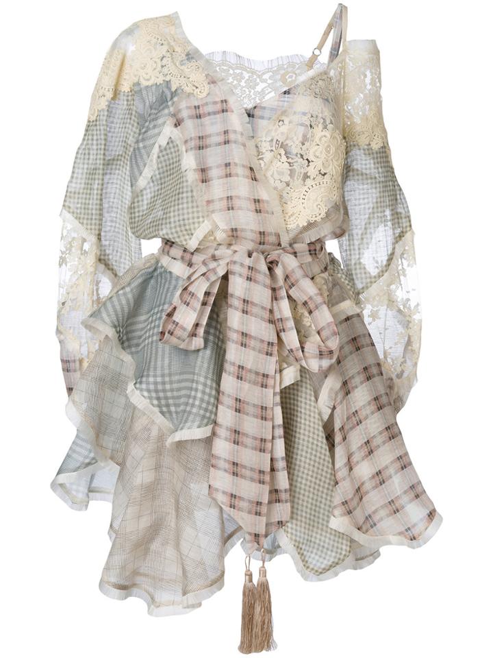 Zimmermann Patchwork Asymmetric Dress - Nude & Neutrals