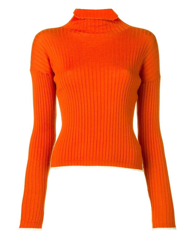 N.peal Superfine Ribbed Cropped Sweater - Orange