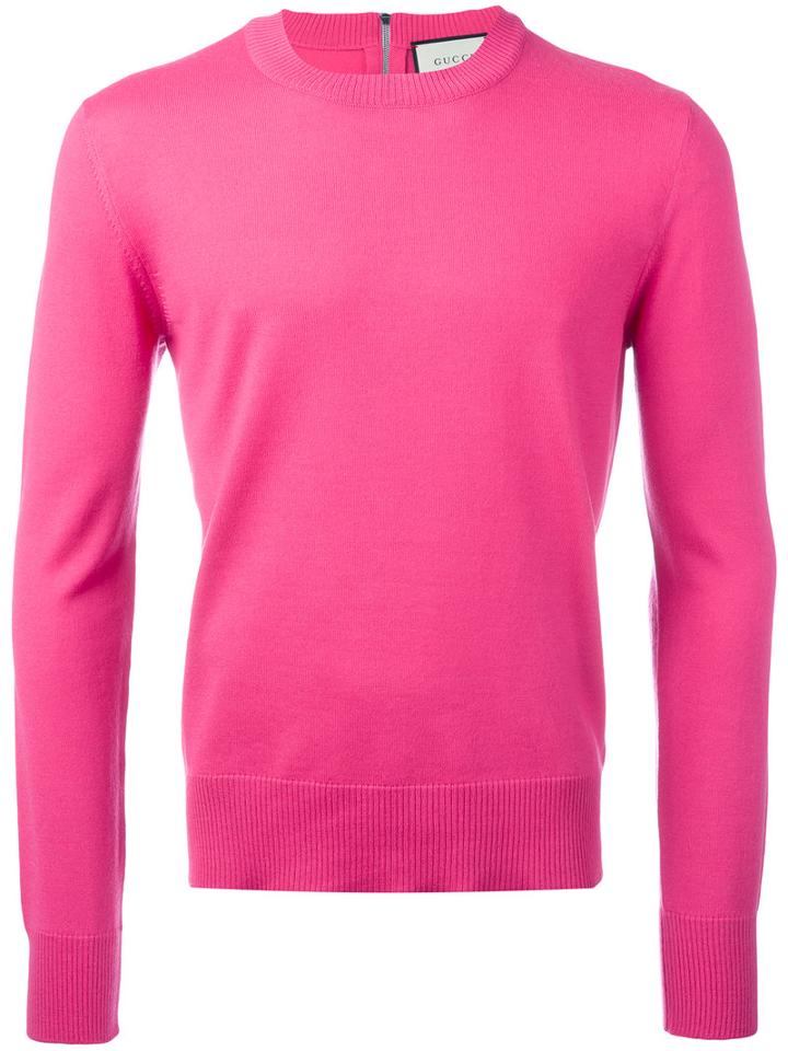 Gucci Crew Neck Sweater, Men's, Size: Medium, Pink/purple, Acrylic/wool
