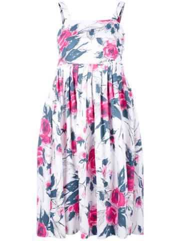 Garpart Floral Print Sundress, Women's, Size: Medium, White, Cotton