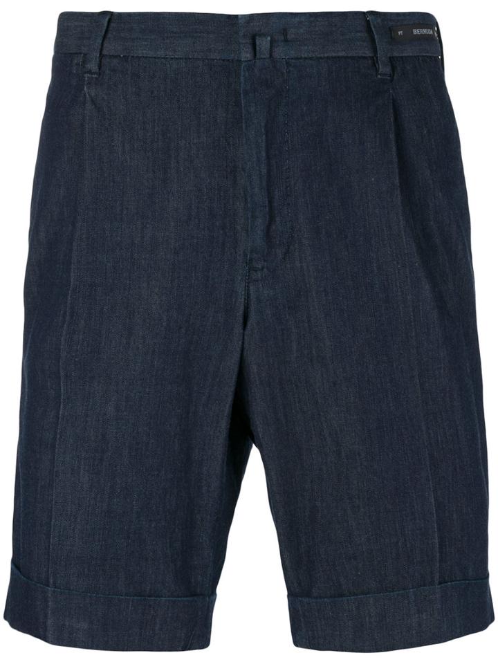 Pt01 Knee-length Shorts, Men's, Size: 48, Blue, Cotton/spandex/elastane