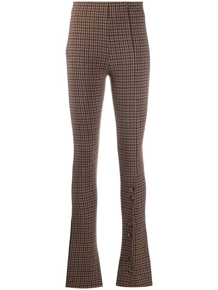 A.w.a.k.e. Mode Flared Check Trousers - Brown