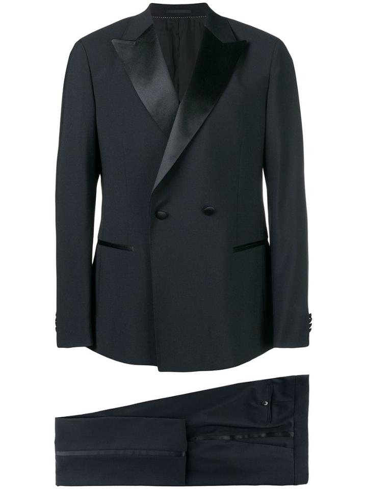 Z Zegna Satin Trim Two Piece Dinner Suit - Black