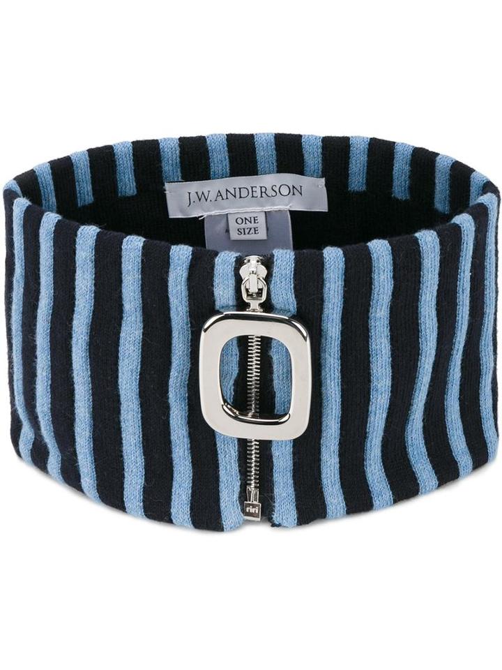 J.w.anderson Zip Stripe Collar, Men's, Blue, Cotton