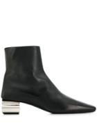 Balenciaga Metallic Bb Logo Block Heel Boots - Black