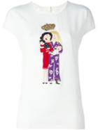 Dolce & Gabbana 'family Patch' T-shirt, Women's, Size: 40, White, Silk/cotton/spandex/elastane/glass