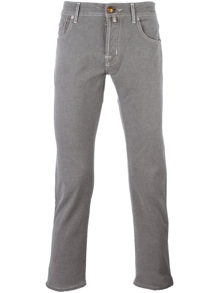 Jacob Cohen Jacquard Skinny Trousers, Men's, Size: 34, Nude/neutrals, Cotton/spandex/elastane