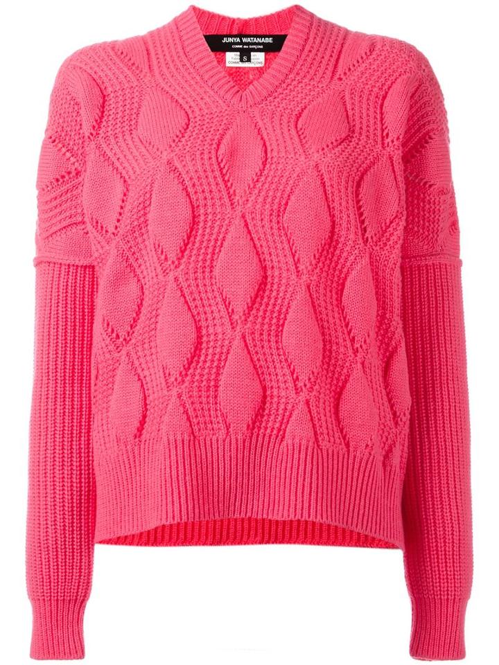 Junya Watanabe Comme Des Garçons Ribbed Jumper, Women's, Size: Medium, Pink/purple, Wool