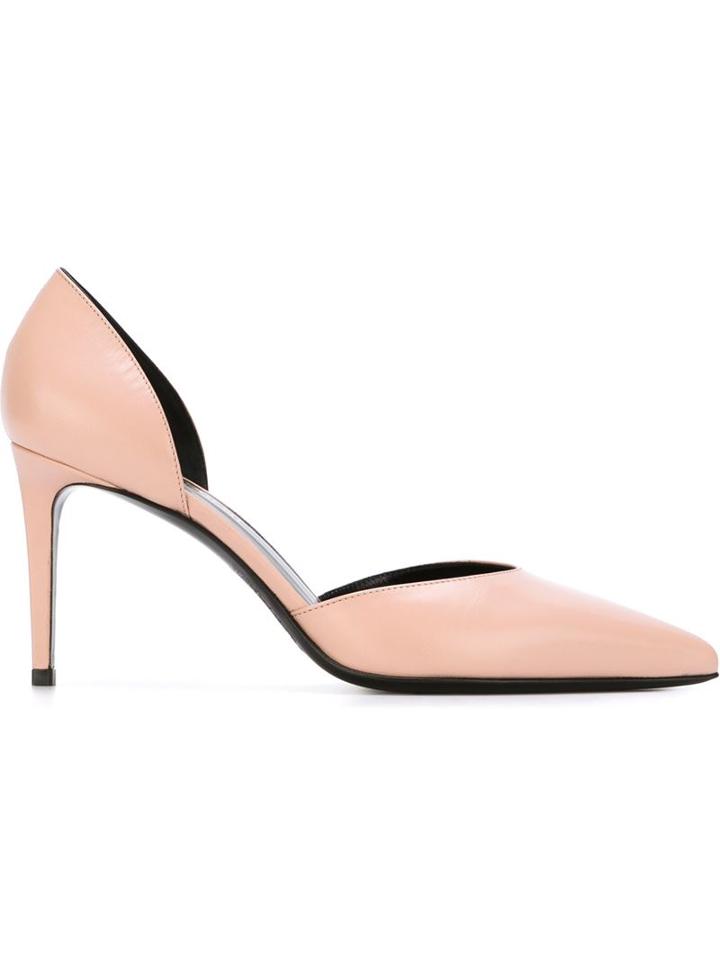 Saint Laurent Paris D Orsay Pumps, Women's, Size: 41, Pink/purple, Calf Leather/leather