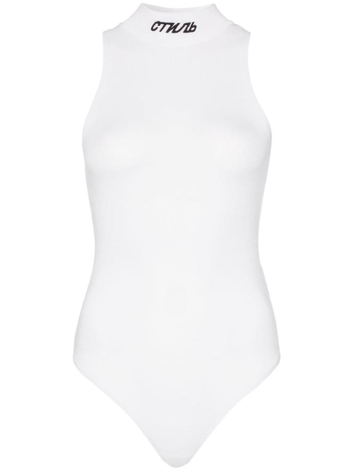 Heron Preston White Sleeveless High Neck Bodysuit