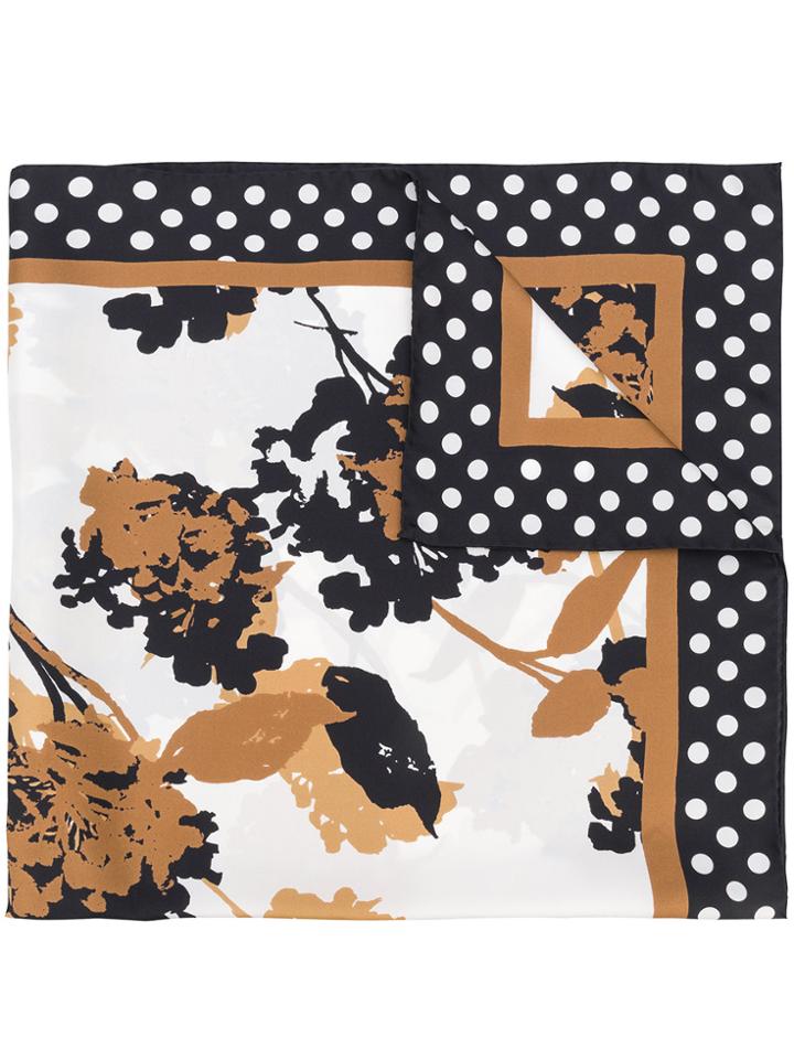 Giorgio Grati Polka Dots Floral Scarf - White