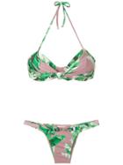 Amir Slama Floral Print Bikini Set - Green