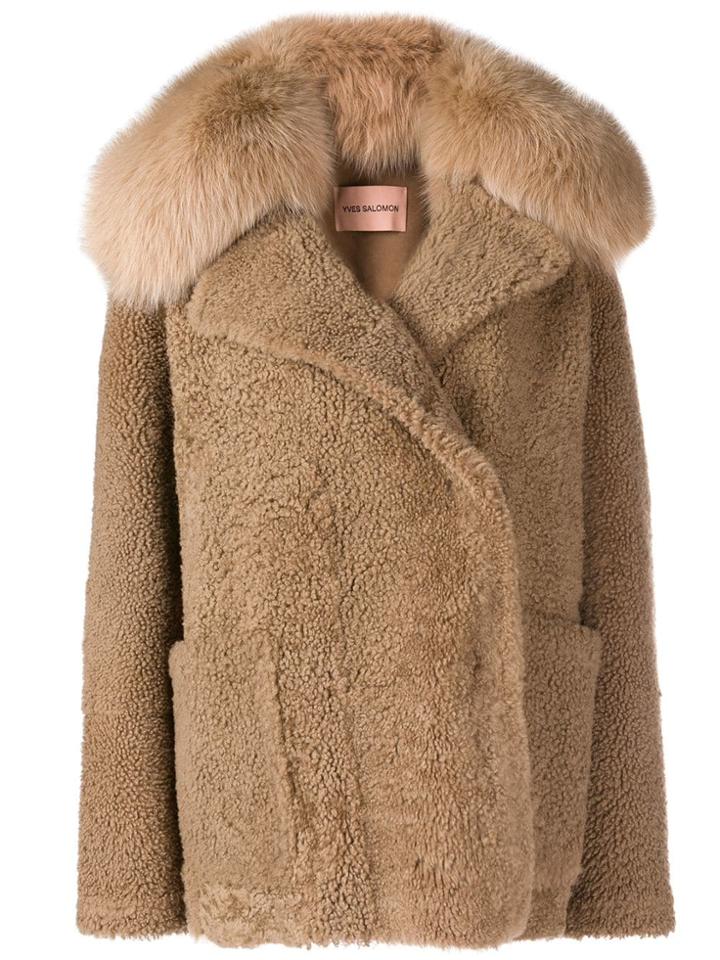 Yves Salomon Curly Fur Jacket - Brown