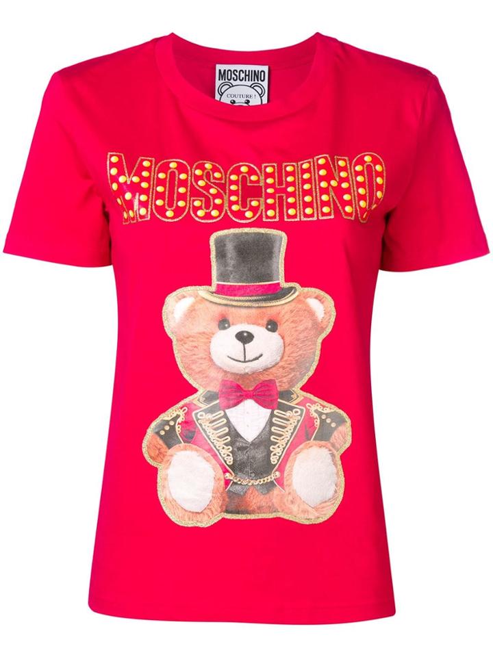 Moschino Bear Print Logo T-shirt - Red