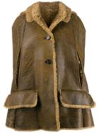 Miu Miu Shearling Hooded Cape - Neutrals
