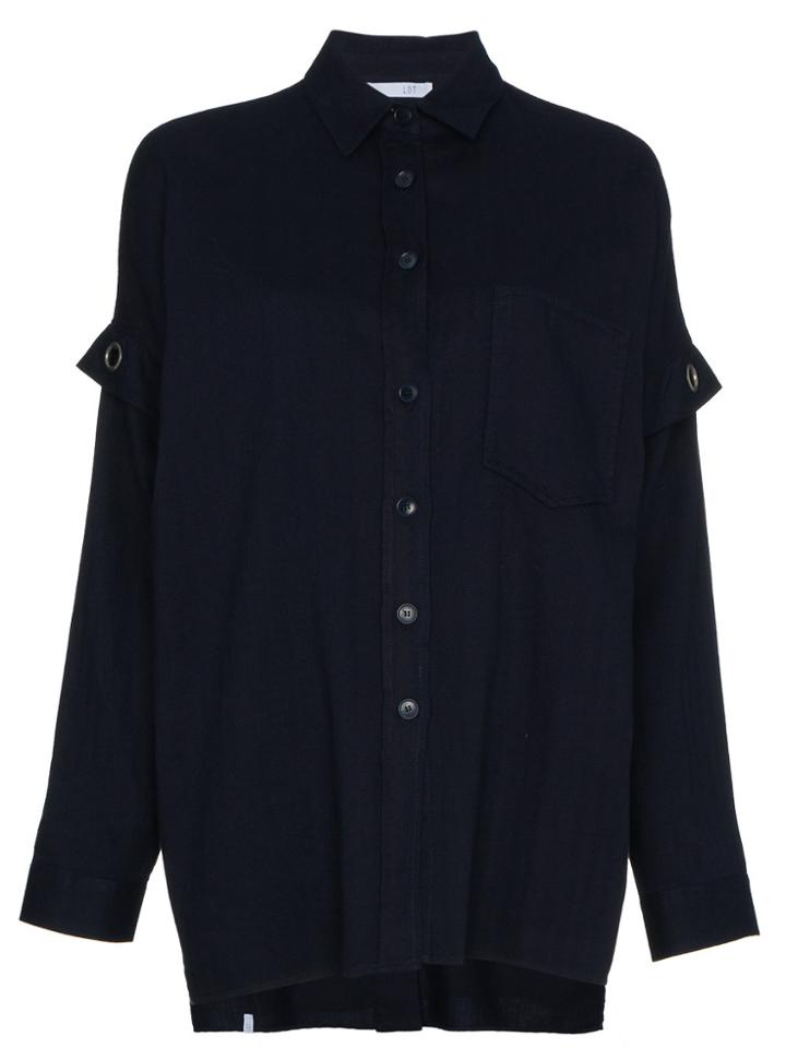 Lot78 Oversize Shirt With Eyelet Detail - Blue
