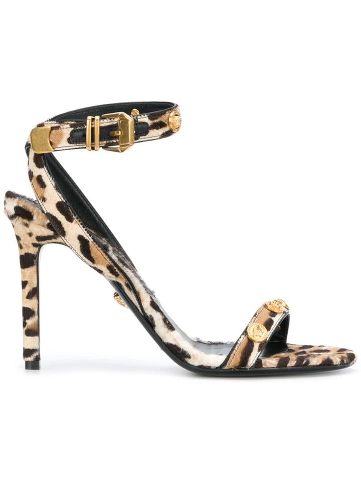 Versace Leopard Print Sandals - Brown