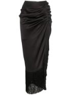 Magda Butrym Alba Fringe Silk Draped Skirt - Black