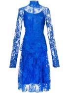 Tome Lace Turtleneck Dress, Women's, Size: 4, Blue, Cotton/polyamide