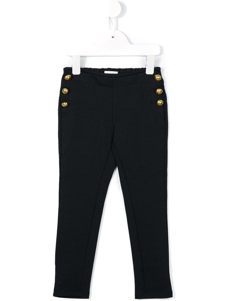 Chloé Kids Button Embellished Trousers, Girl's, Size: 12 Yrs, Blue