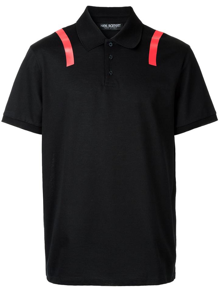 Neil Barrett Stripe Shouldered Polo Shirt - Black
