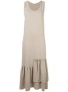 P.a.r.o.s.h. Asymmetric Draped Maxi Dress, Women's, Size: Medium, Nude/neutrals, Polyester