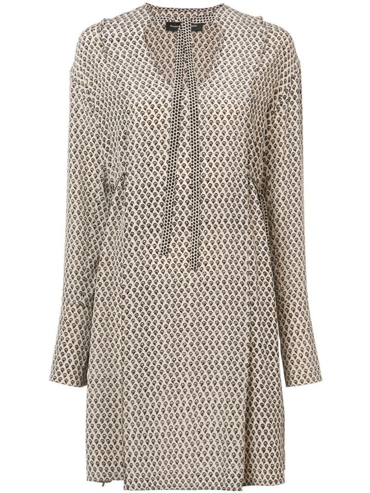 Proenza Schouler Silk Block Print Long Sleeve Dress - Pink