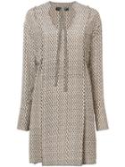 Proenza Schouler Silk Block Print Long Sleeve Dress - Pink