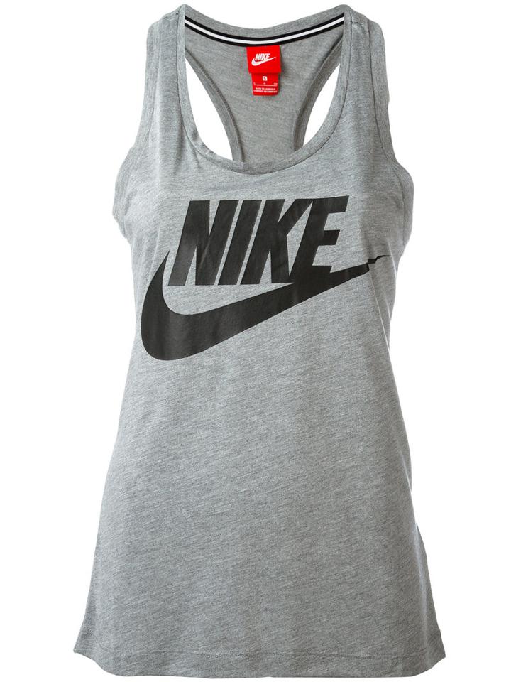 Nike Logo Print Tank, Women's, Size: Xs, Grey, Polyester/modal