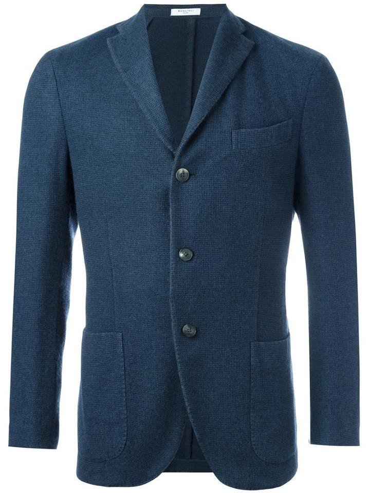 Boglioli Notched Lapel Blazer, Men's, Size: 48, Blue, Cashmere/cupro