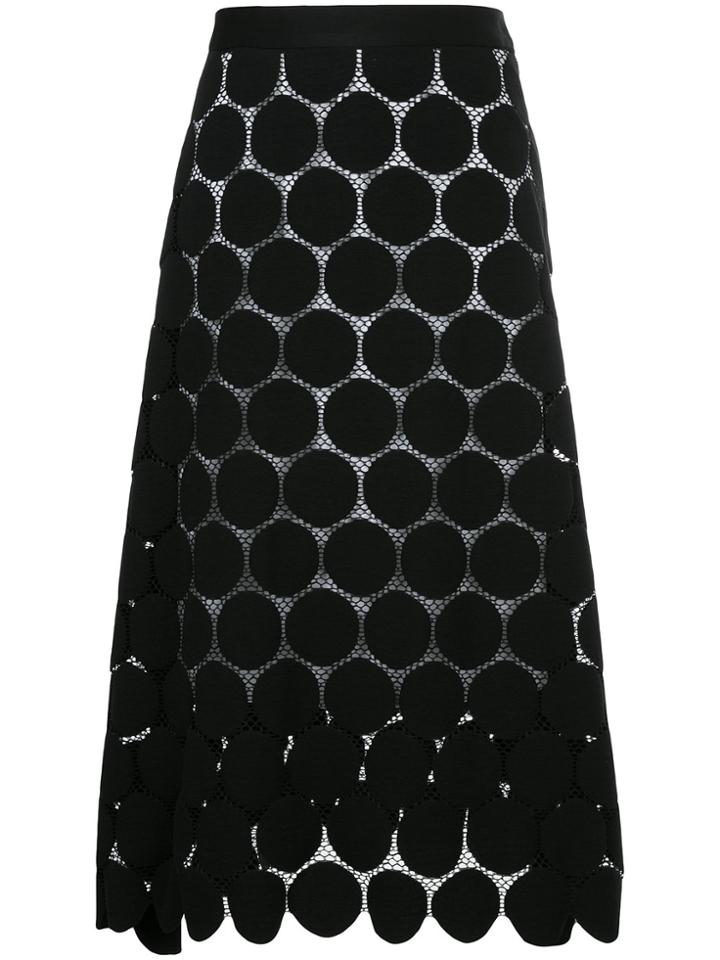 Le Ciel Bleu Dot Lace A-line Skirt - Black
