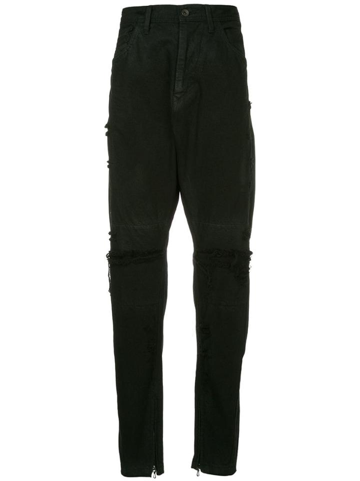 Julius Distressed Straight Jeans - Black